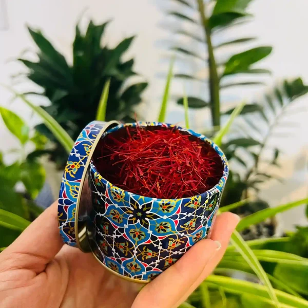 زعفران سوپرنگین صادراتی یک مثقالی با ظرف خاتم